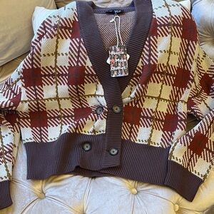 NWT KNOWN SUPPLY HARLOW CARDIGAN - PLAID